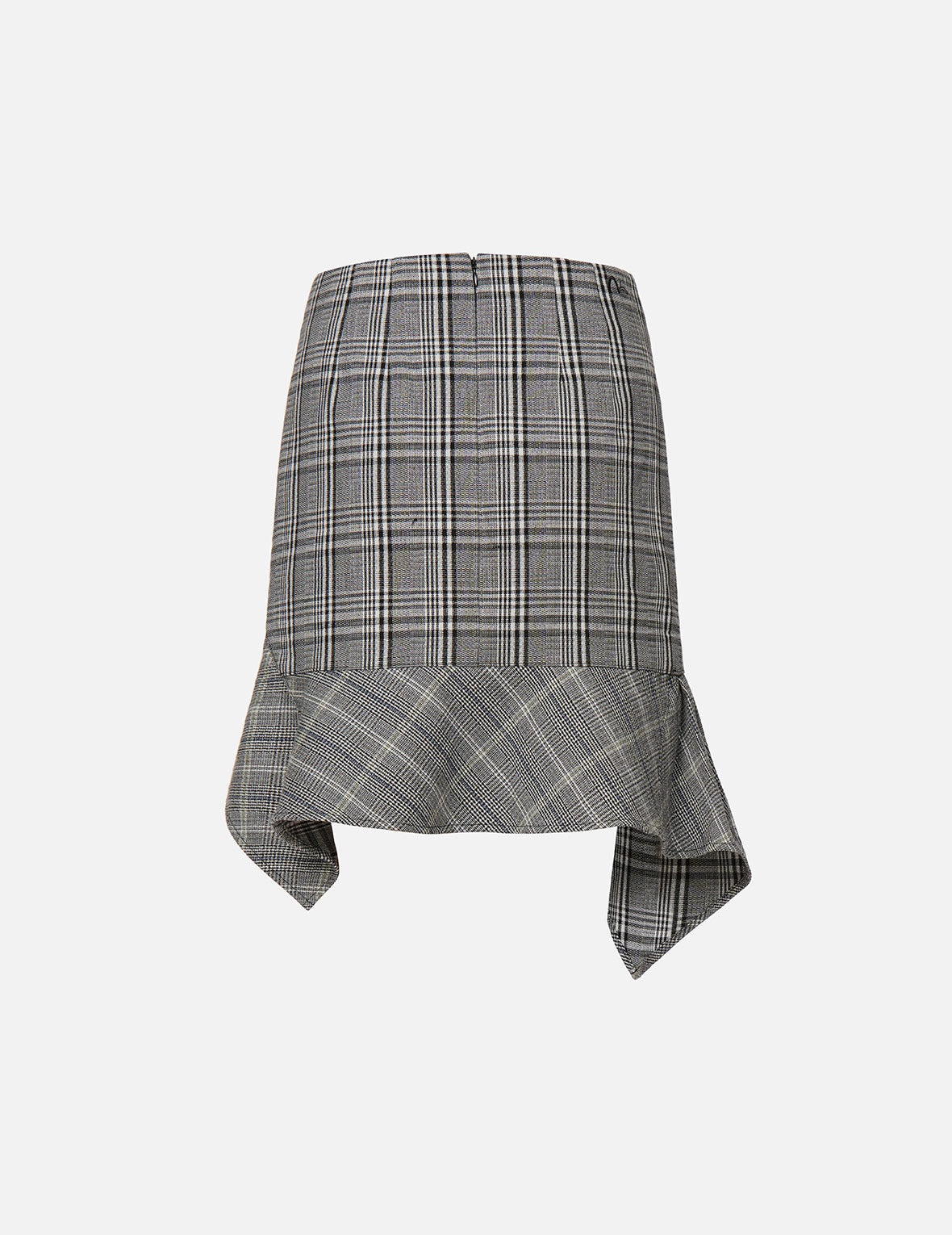 Asymmetric Ruffle Mixed Plaid Skirt - 2