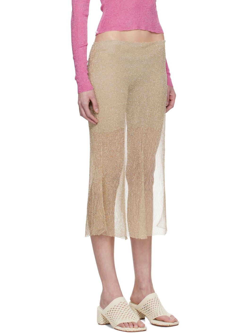 Gold Wrap Midi Skirt - 2