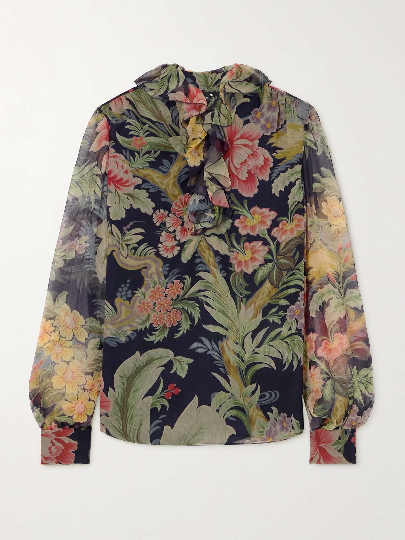 Floral-print silk-crepon blouse - 1