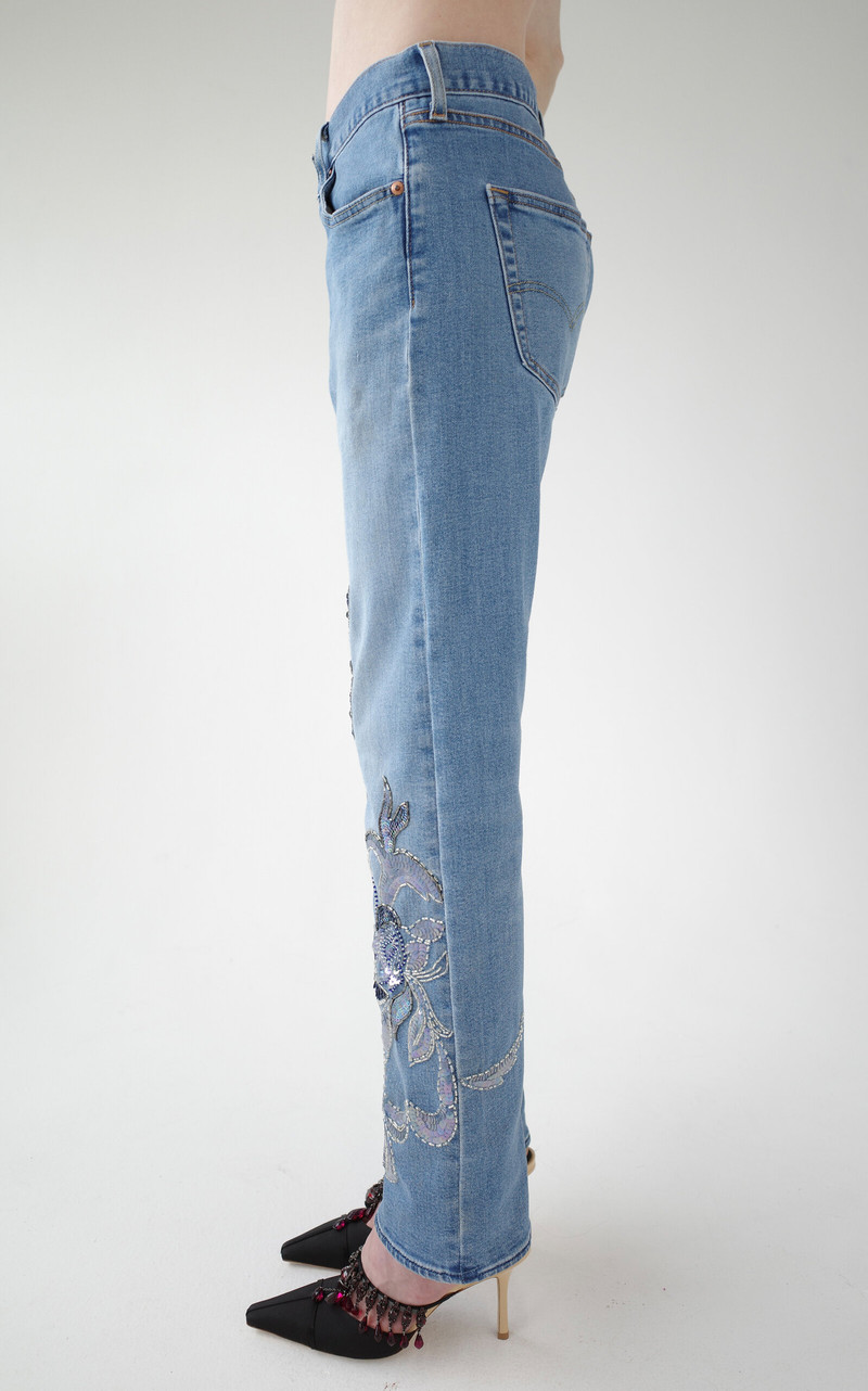 Sequin-Embellished Mid-Rise Straight-Leg Jeans blue 3