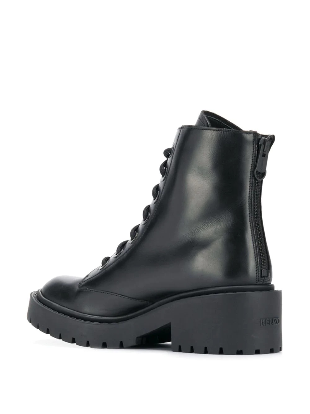 black calf leather ankle  biker boots - 3