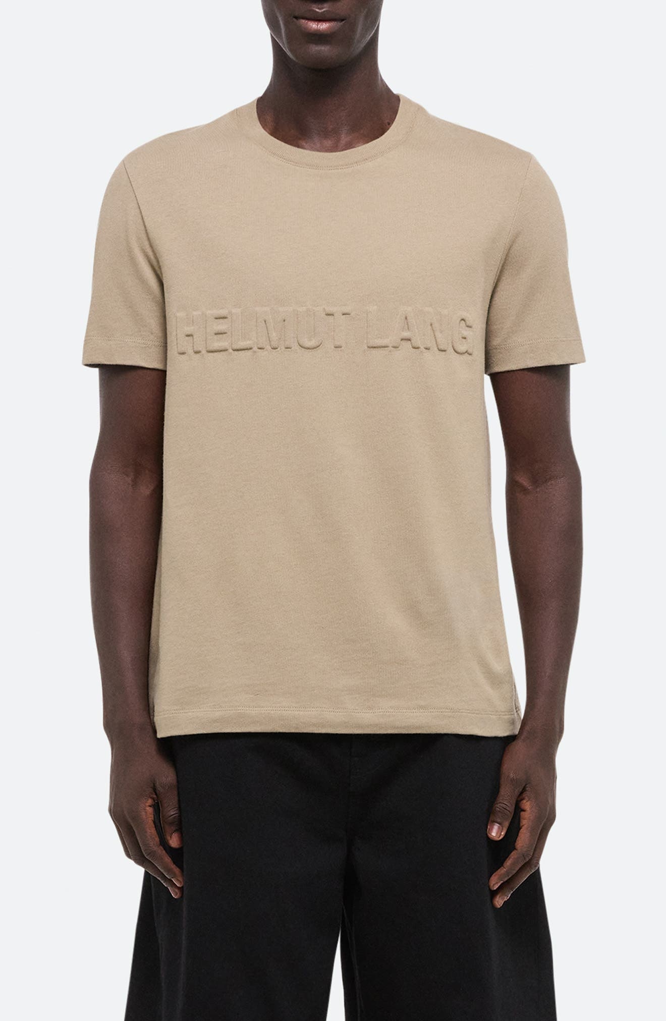 Helmut Lang Embossed Logo T-Shirt in Khaki - 1