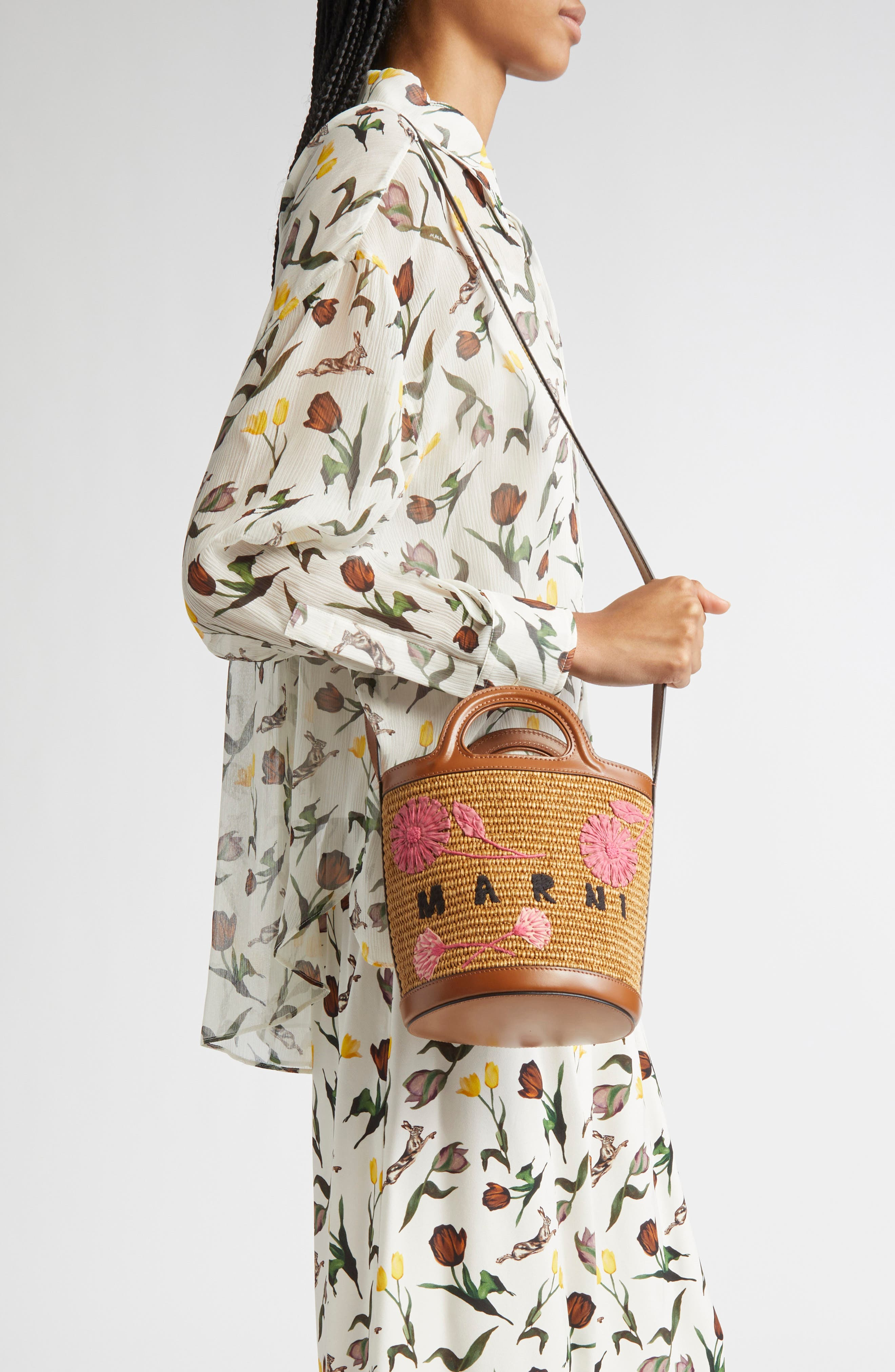 Marni Mini Tropicalia Embroidered Bucket Bag in 215 - 2