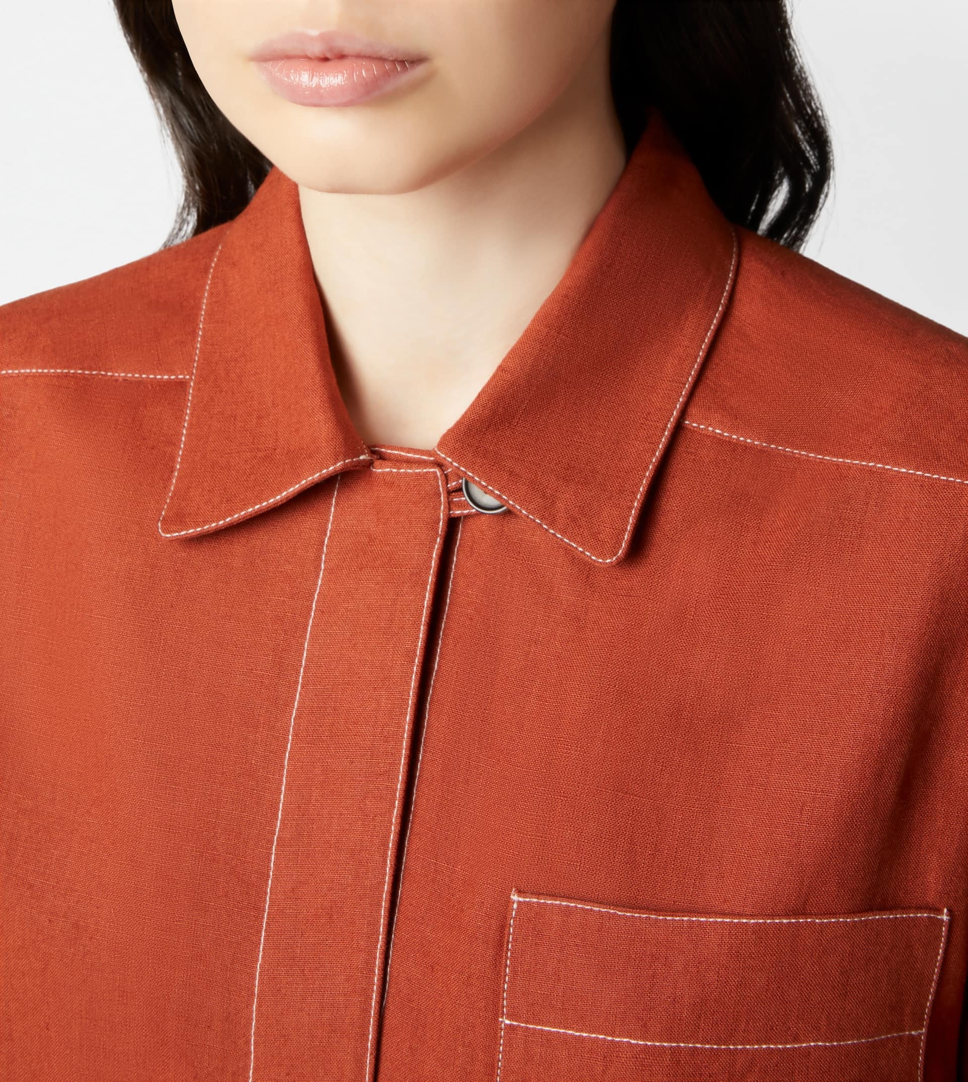 SHIRT IN LINEN - ORANGE - 5