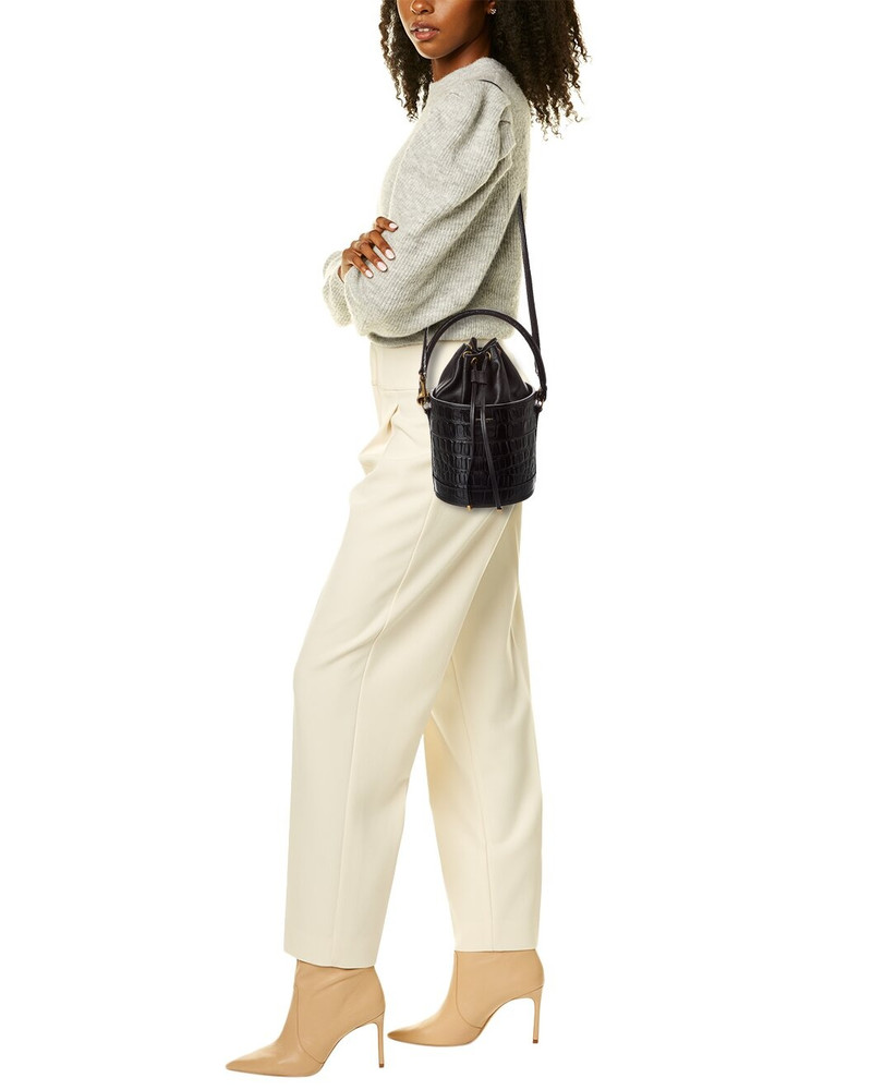 Saint Laurent Bahia Small Croc-Embossed Leather Bucket Bag 4