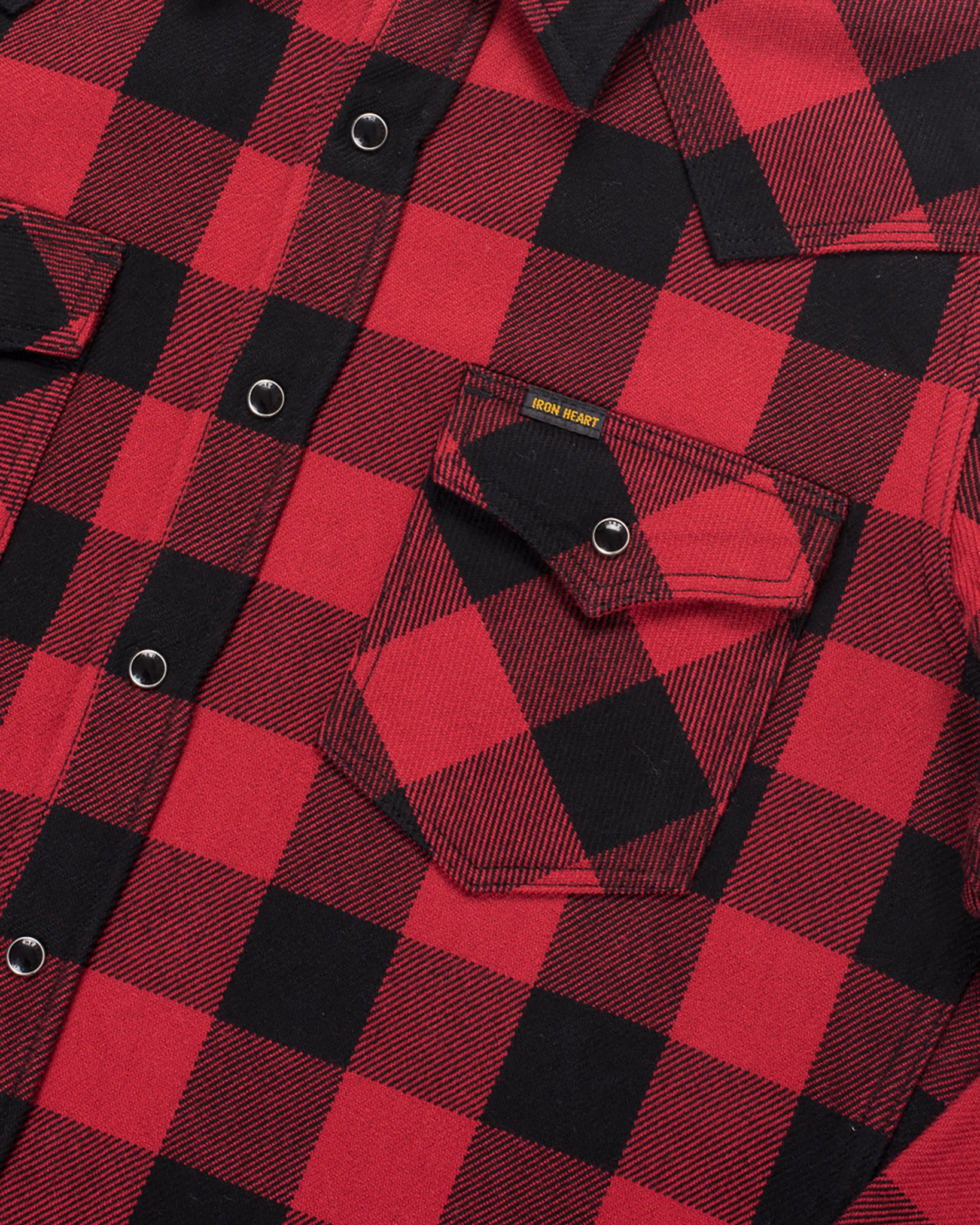 IHSH-232-RED Ultra Heavy Flannel Buffalo Check Western Shirt - Red/Black - 14