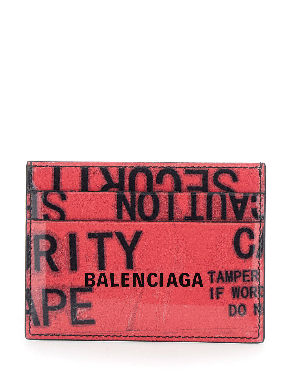 Balenciaga Men Red Card Holder With Maxi Lettering In Leather Man - 1