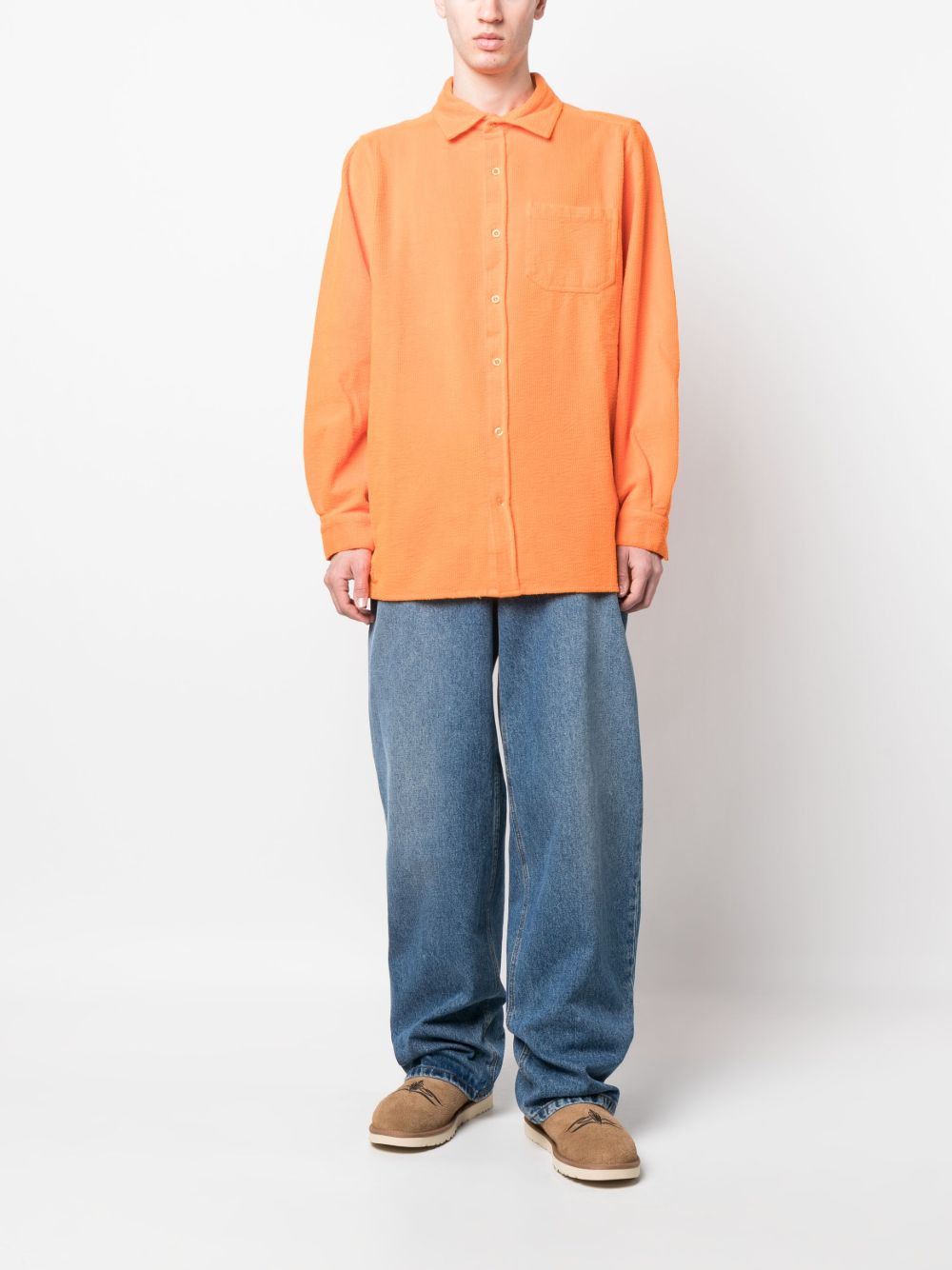 corduroy embroidered-logo shirt - 2