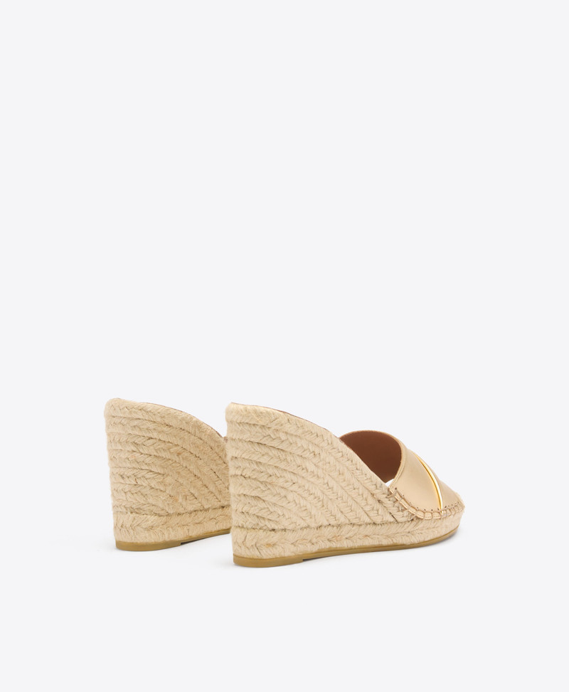 Soleil 85 Gold Leather Wedge Sandals 3