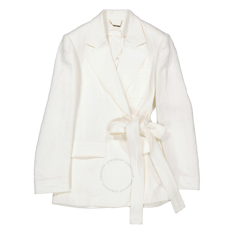 Chloe Ladies Iconic Milk Tie-Closure Tailored Linen Jacket 1