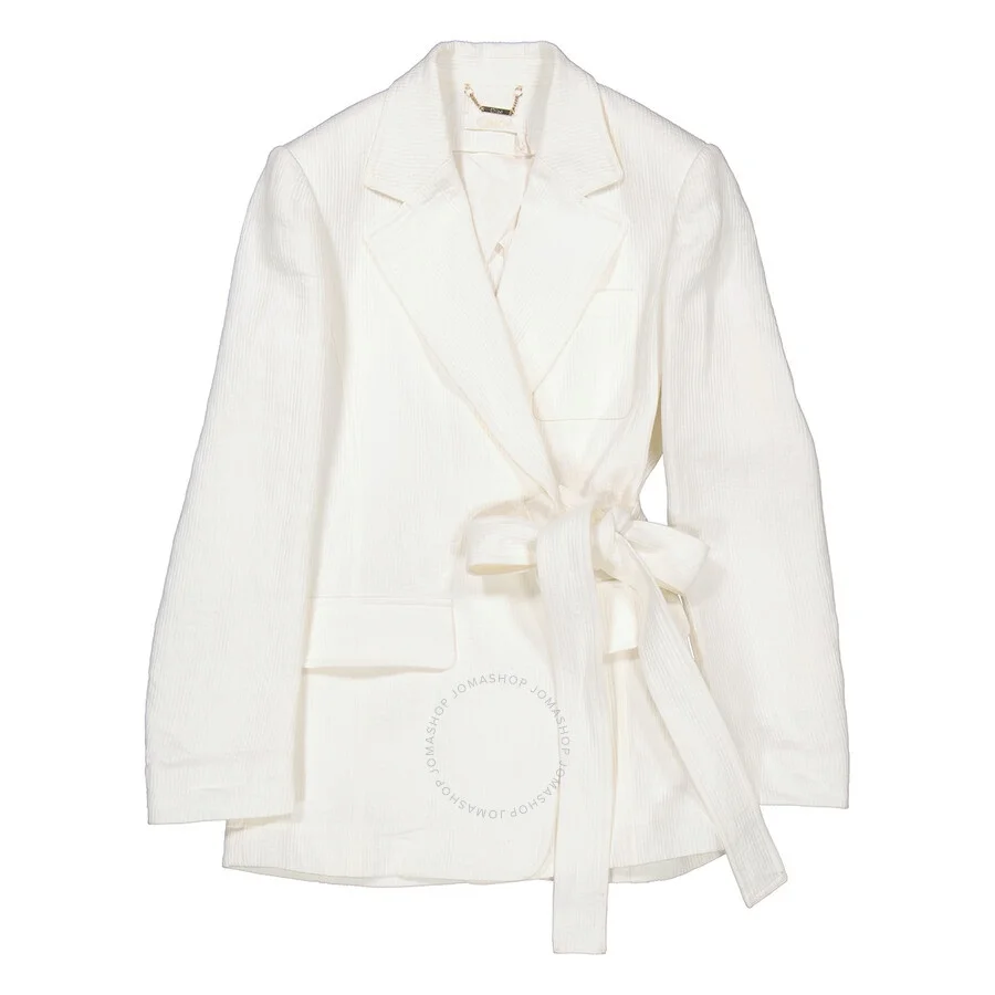 Chloe Ladies Iconic Milk Tie-Closure Tailored Linen Jacket - 1