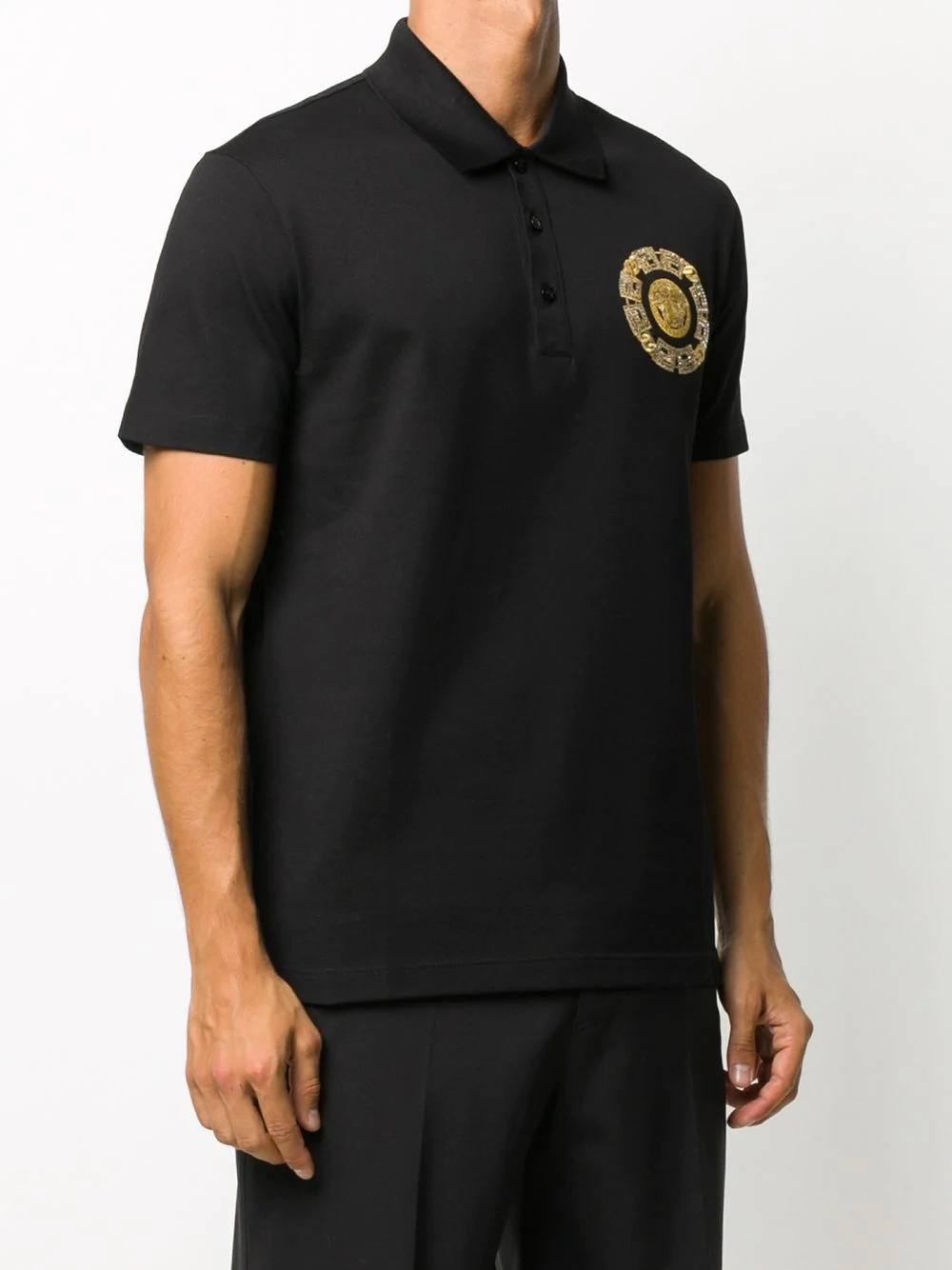 Medusa embroidered polo shirt  - 3