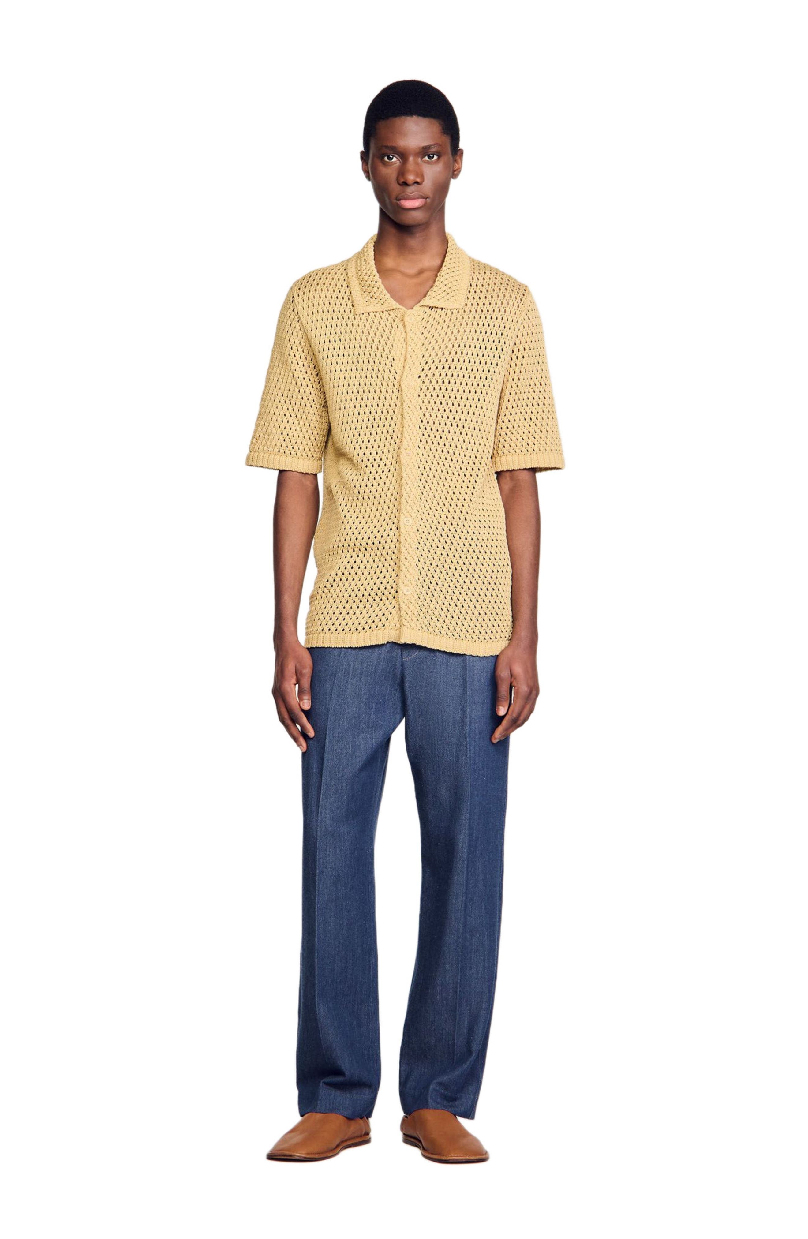 SANDRO Crochet shirt in Nut at Nordstrom - 2