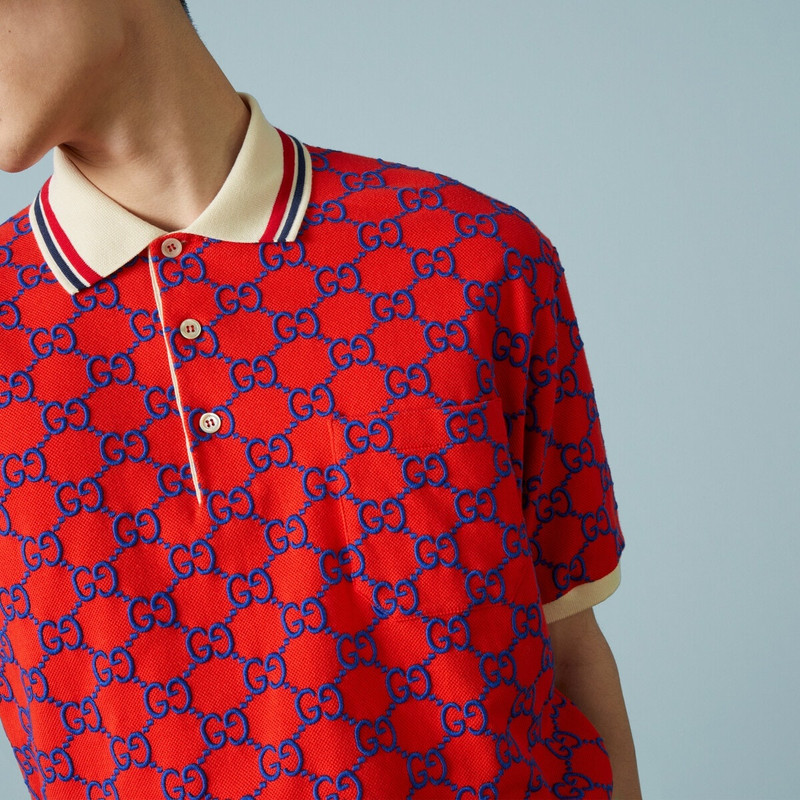 Cotton piquet polo with GG 3