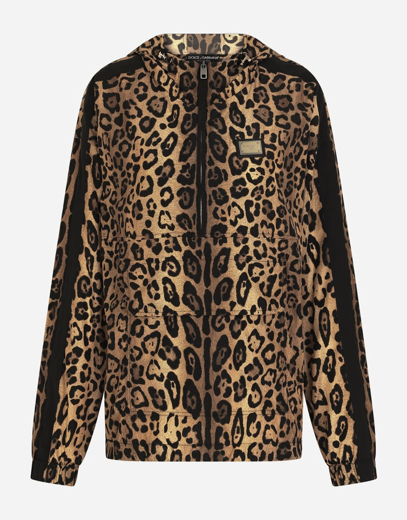 Leopard-print nylon anorak 1