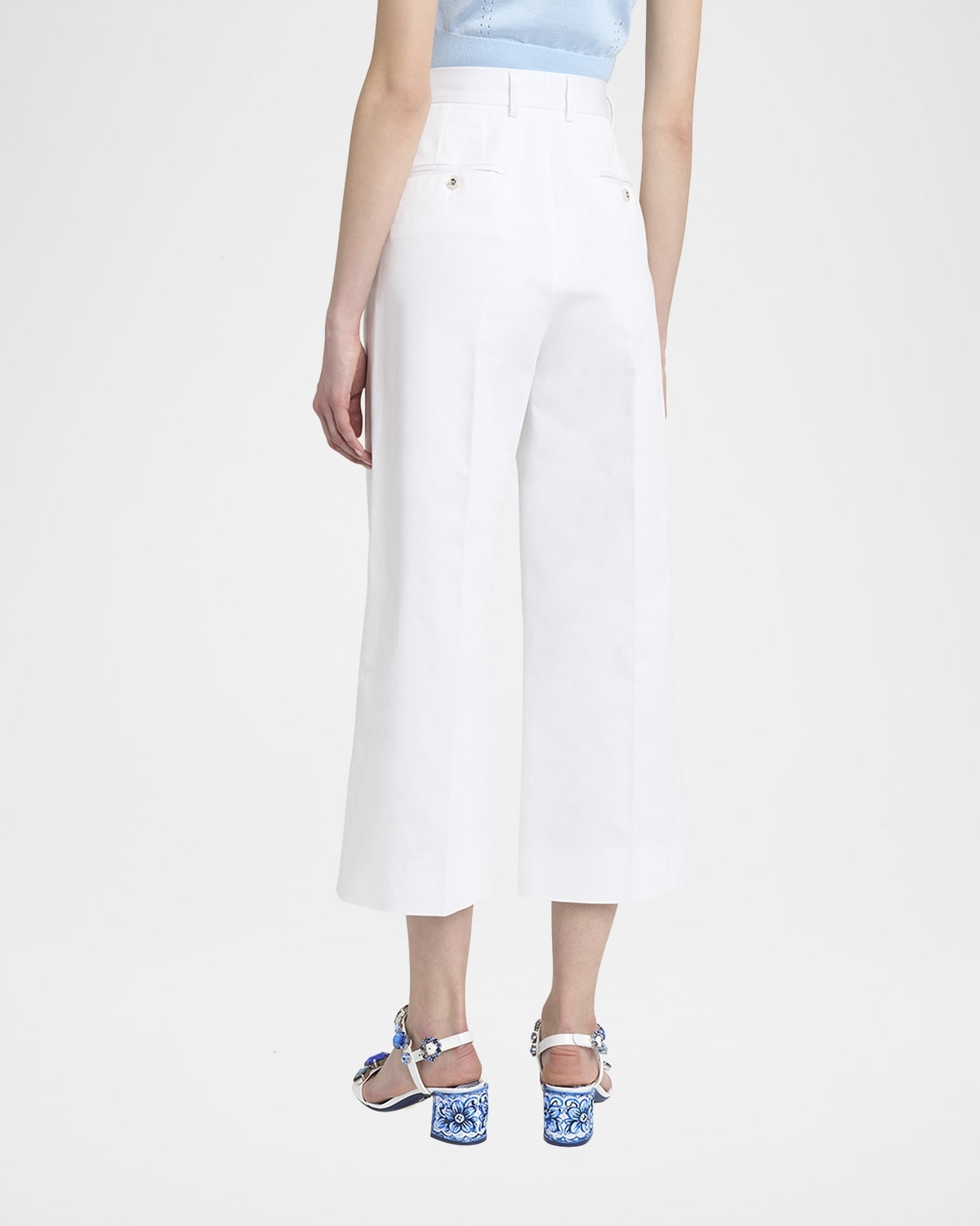 High-Rise Cotton Gabardine Wide-Leg Crop Pants - 3