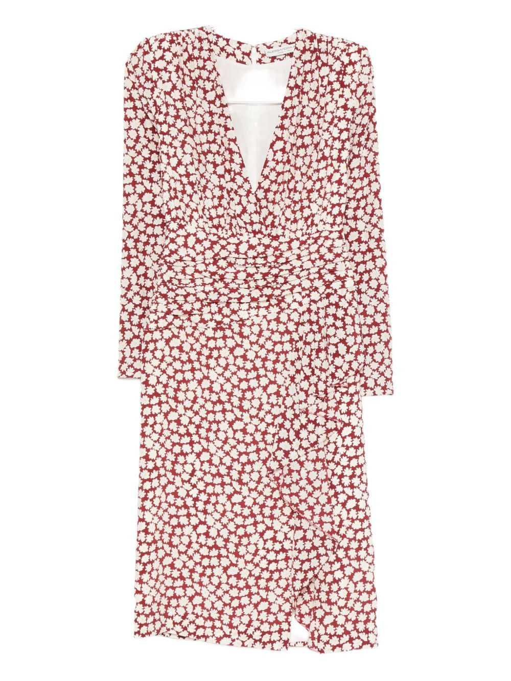 floral-print draped midi dress - 1
