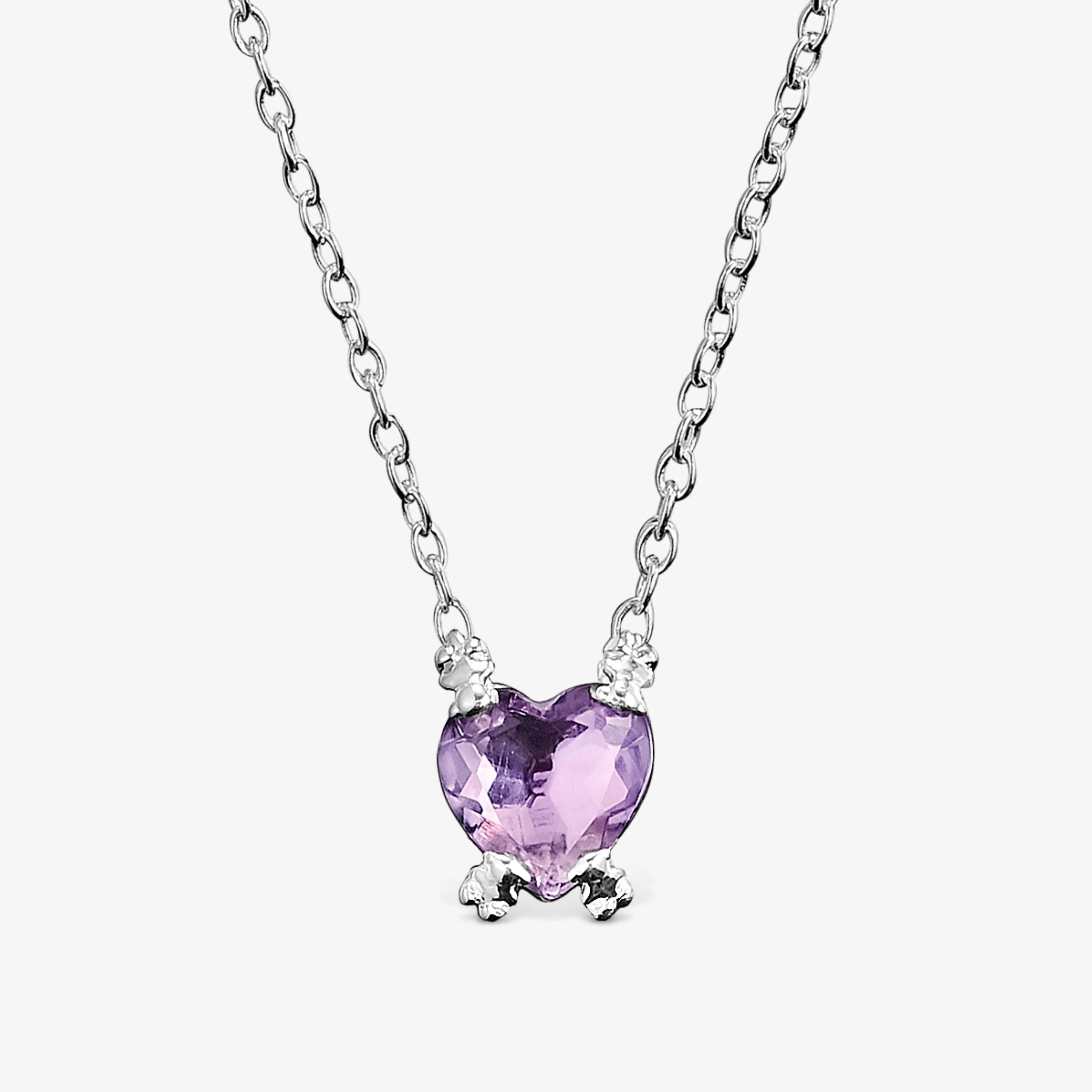 Silver Color Pills Heart necklace with amethyst - 1