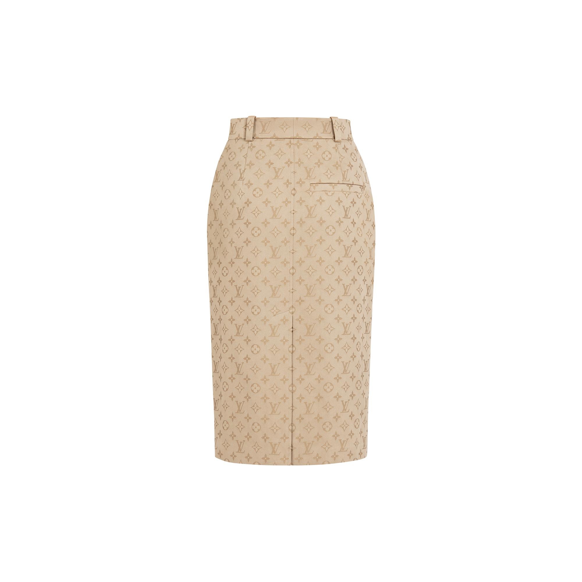 Monogram Jacquard Gabardine Pencil Skirt  - 3