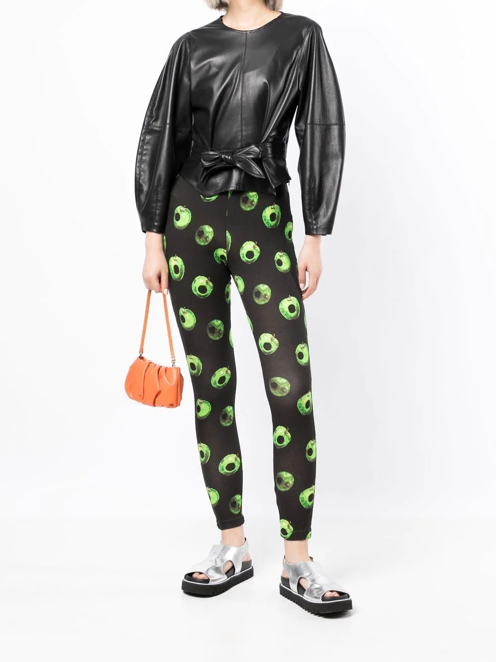 apple-print cotton leggings - 4
