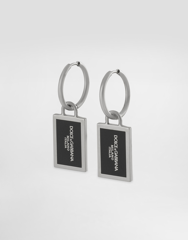 Dolce & Gabbana Enameled Creole earrings with logo outlook