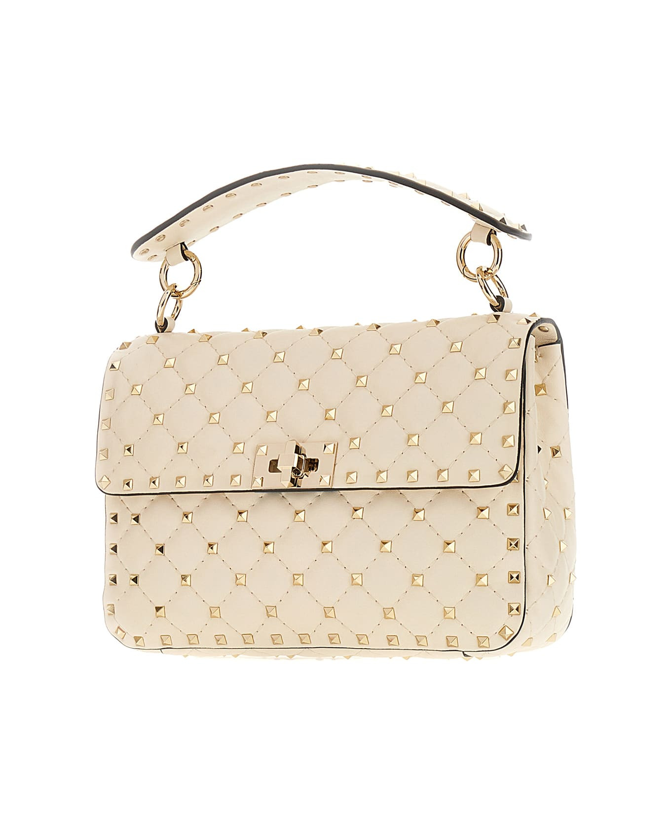 Ivory Nappa Leather Medium Rockstud Spike Handbag - 2
