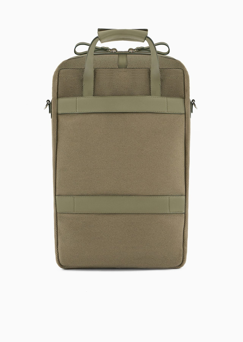 Vertical canvas and leather shopper bag 3