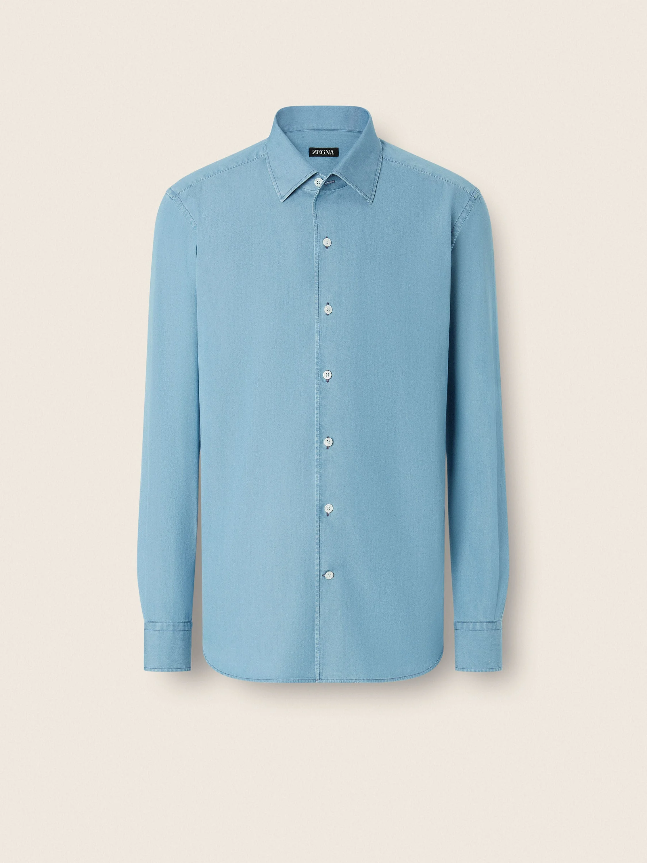 LIGHT BLUE COTTON DENIM SHIRT - 1