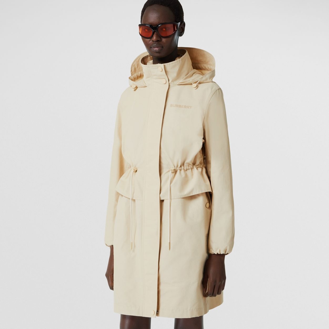 Logo Print Technical Cotton Hooded Parka - 6