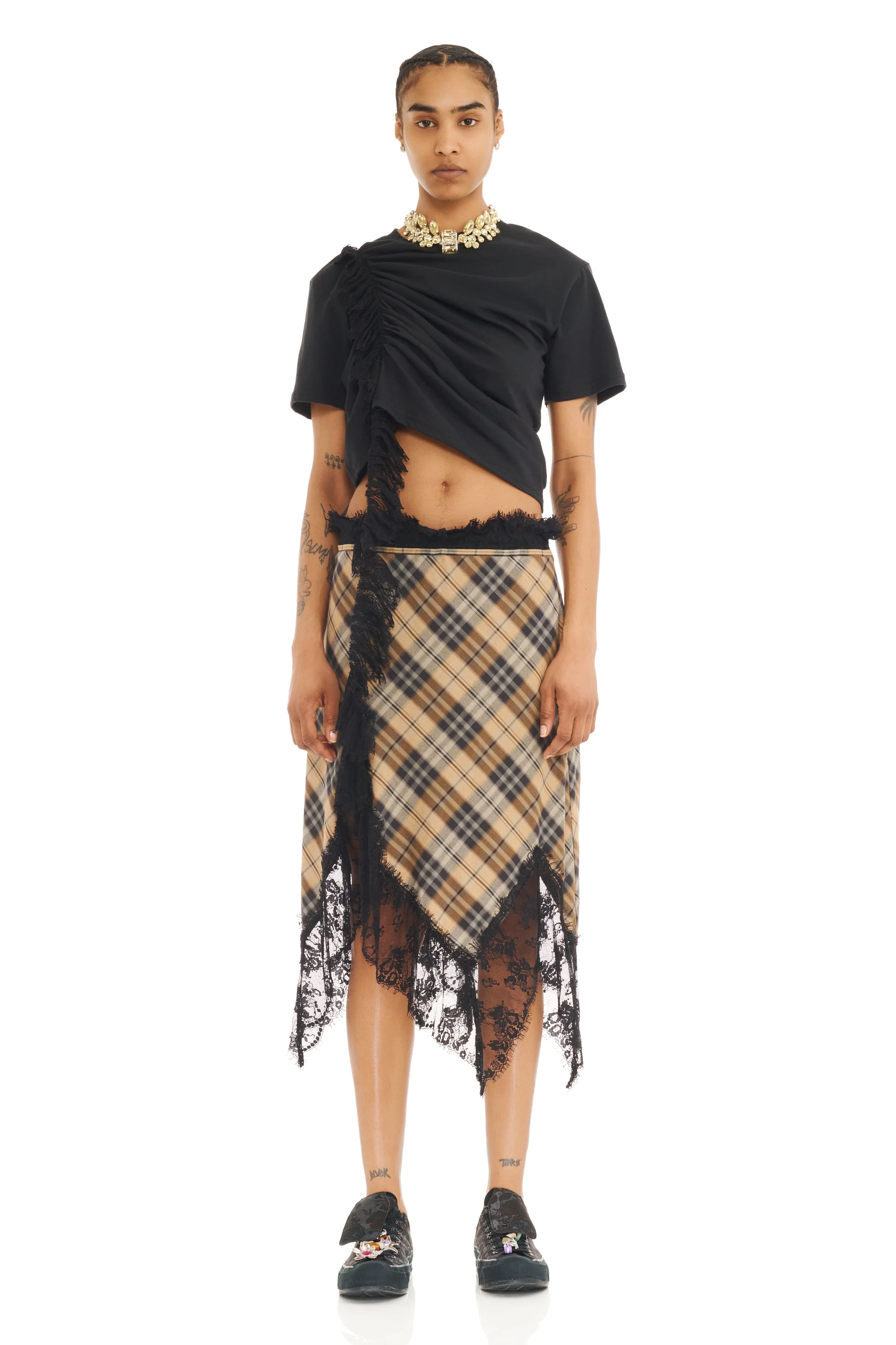 SMOG PLAID WATERLILY SKIRT - 1