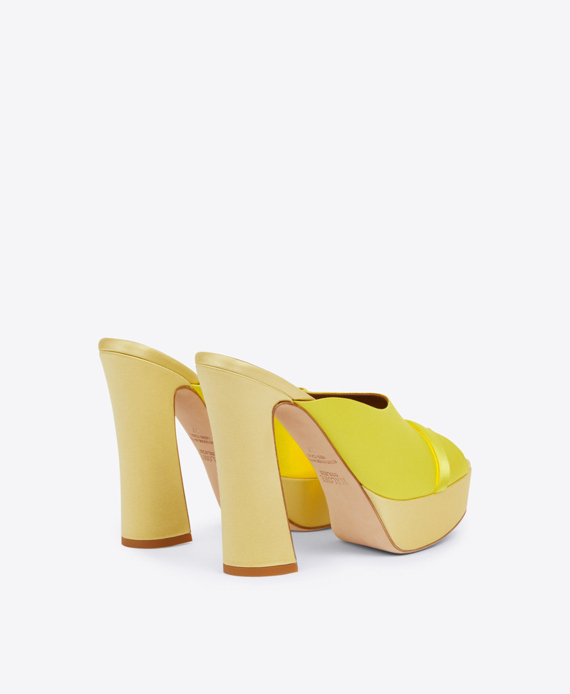 Yasmin 125 - Yellow Satin Block Mules 4