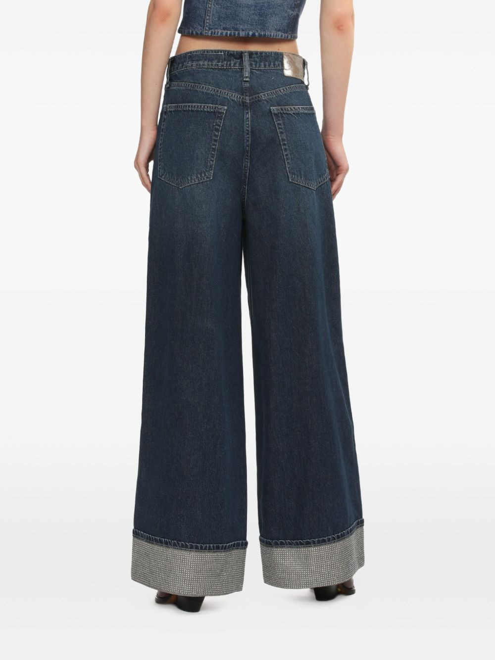 Sofie embellished-cuf wide-leg jeans - 4
