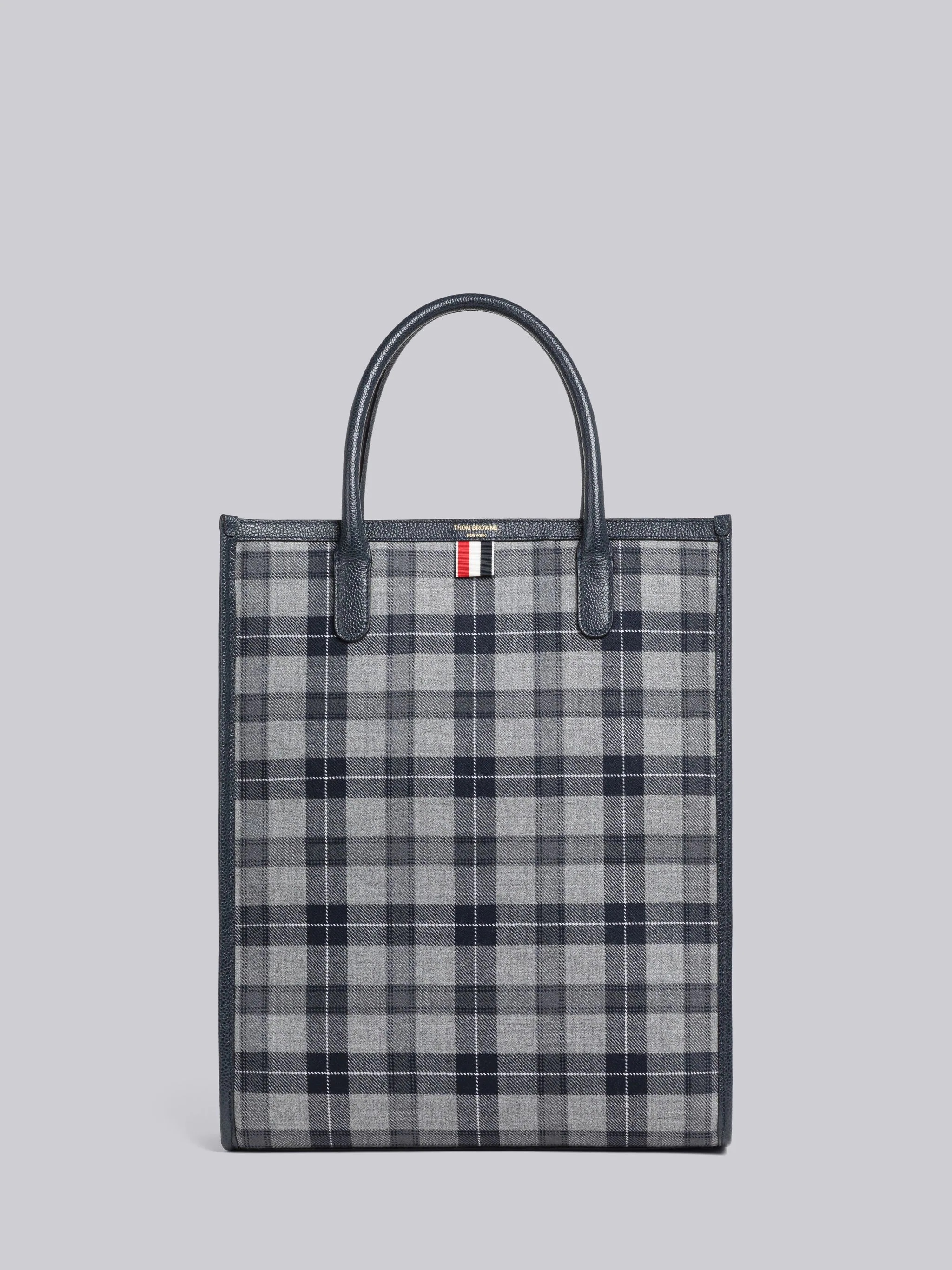 Tartan Wool And Leather Vertical Tote - 1