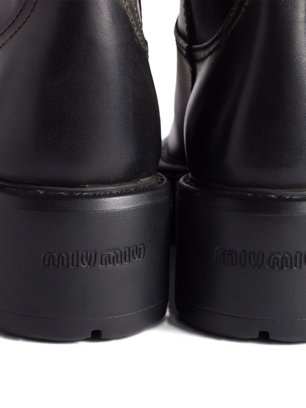 logo-detail leather boots - 5
