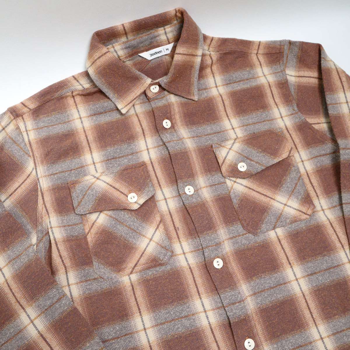 Crosscut Flannel Tobacco/Ecru Brush Check - 3