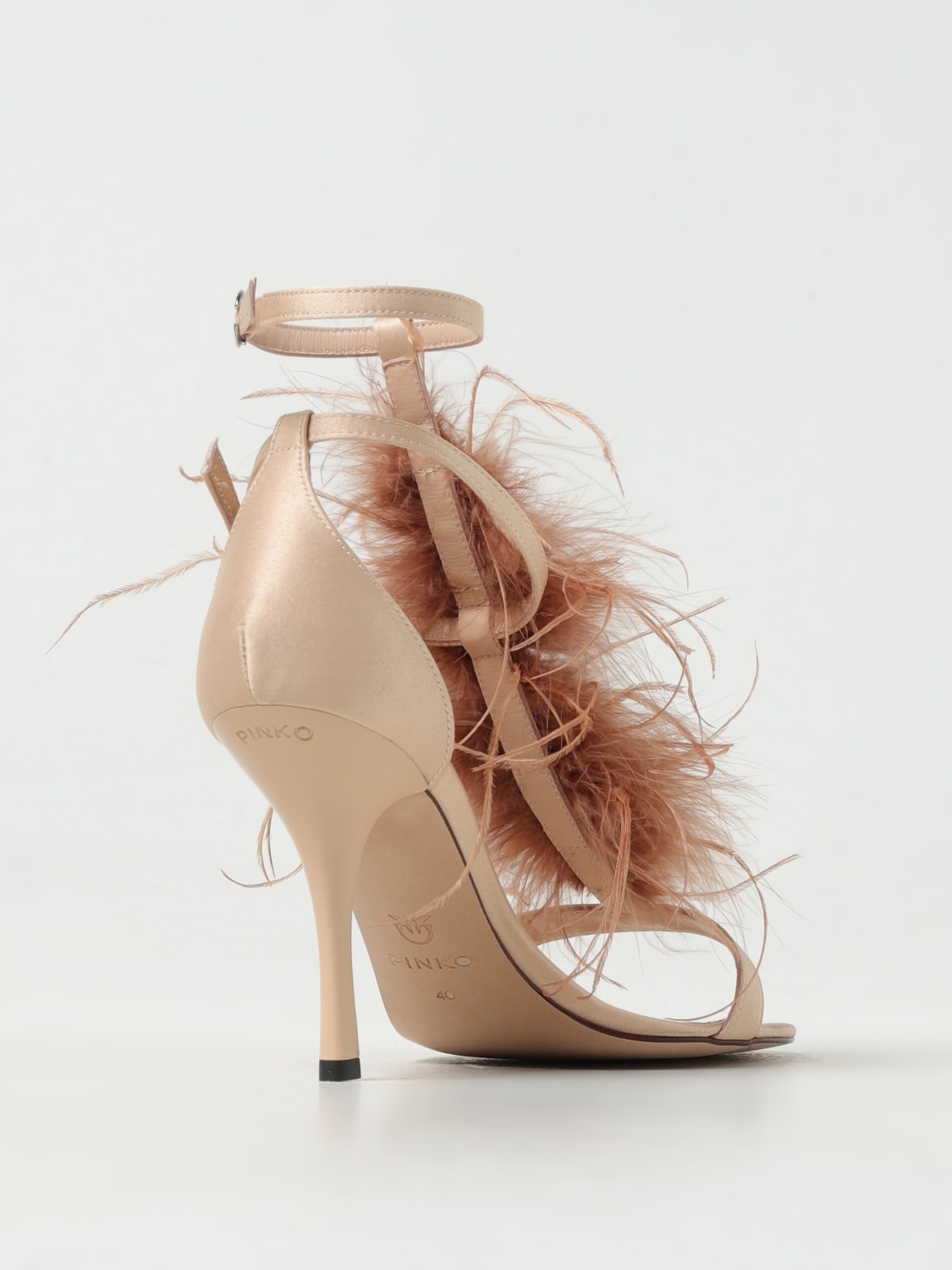 Pinko Janis sandals in satin with feathers - 3