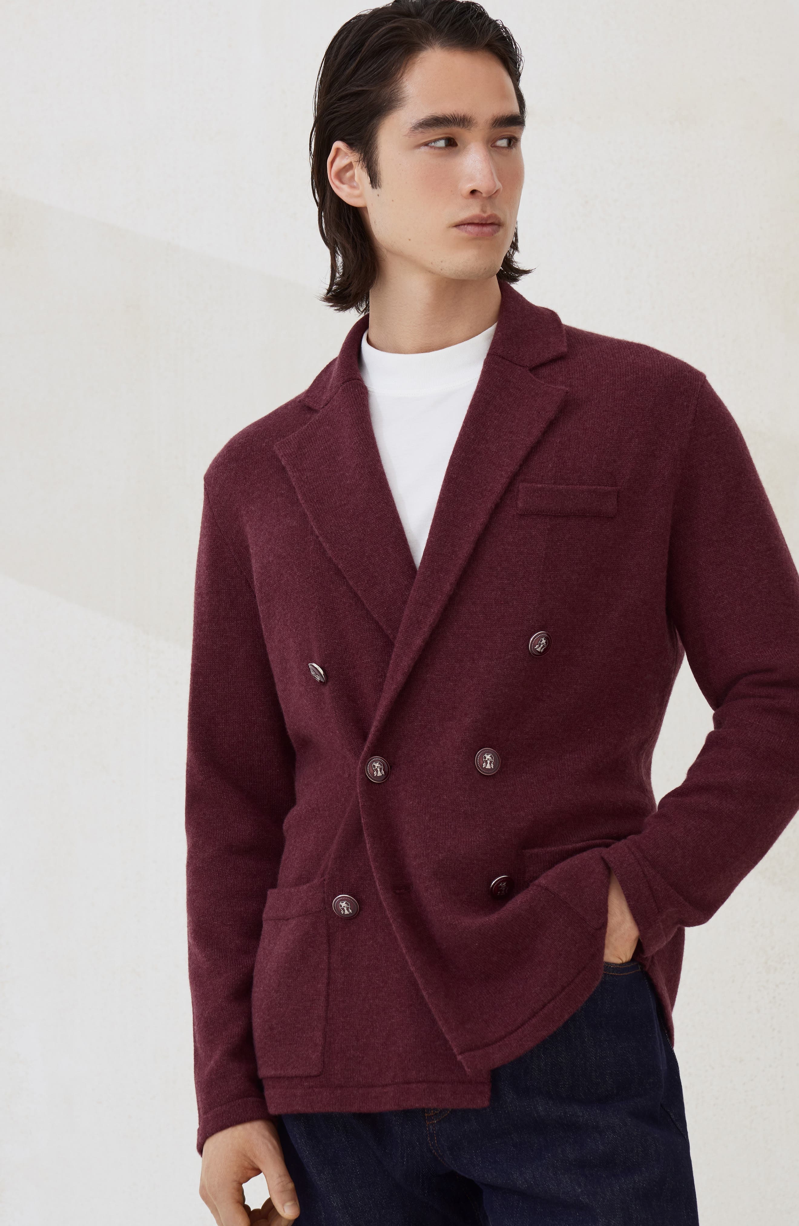 Brunello Cucinelli Jacket-style cardigan in Burgundy at Nordstrom - 2