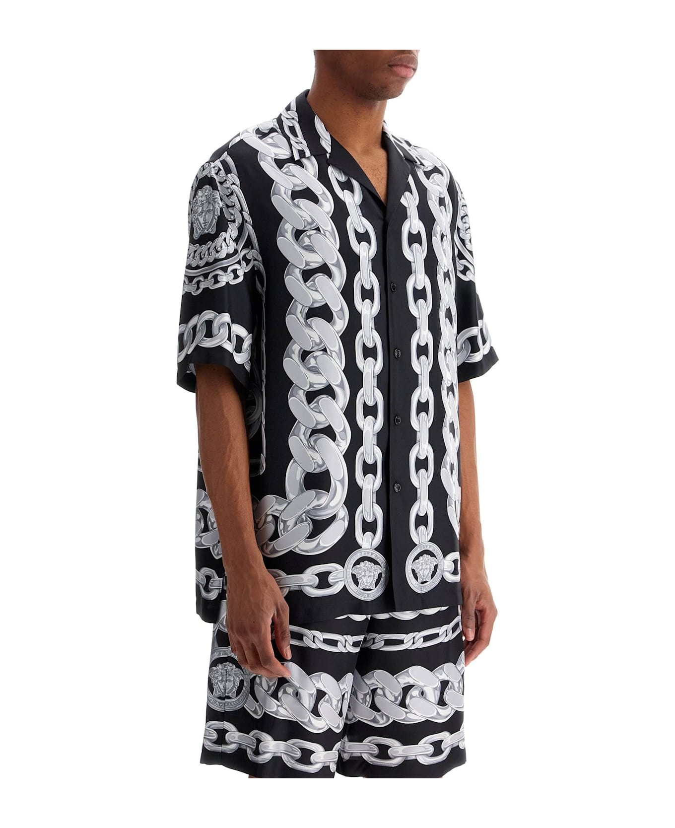 'printed Silk Medusa Chains Bowling Shirt - 2