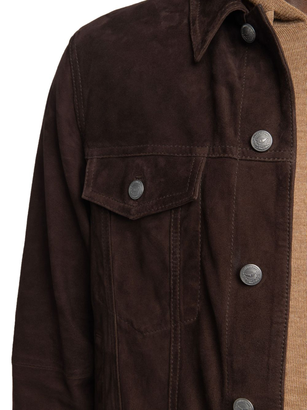 Bases button-fastening suede jacket - 5