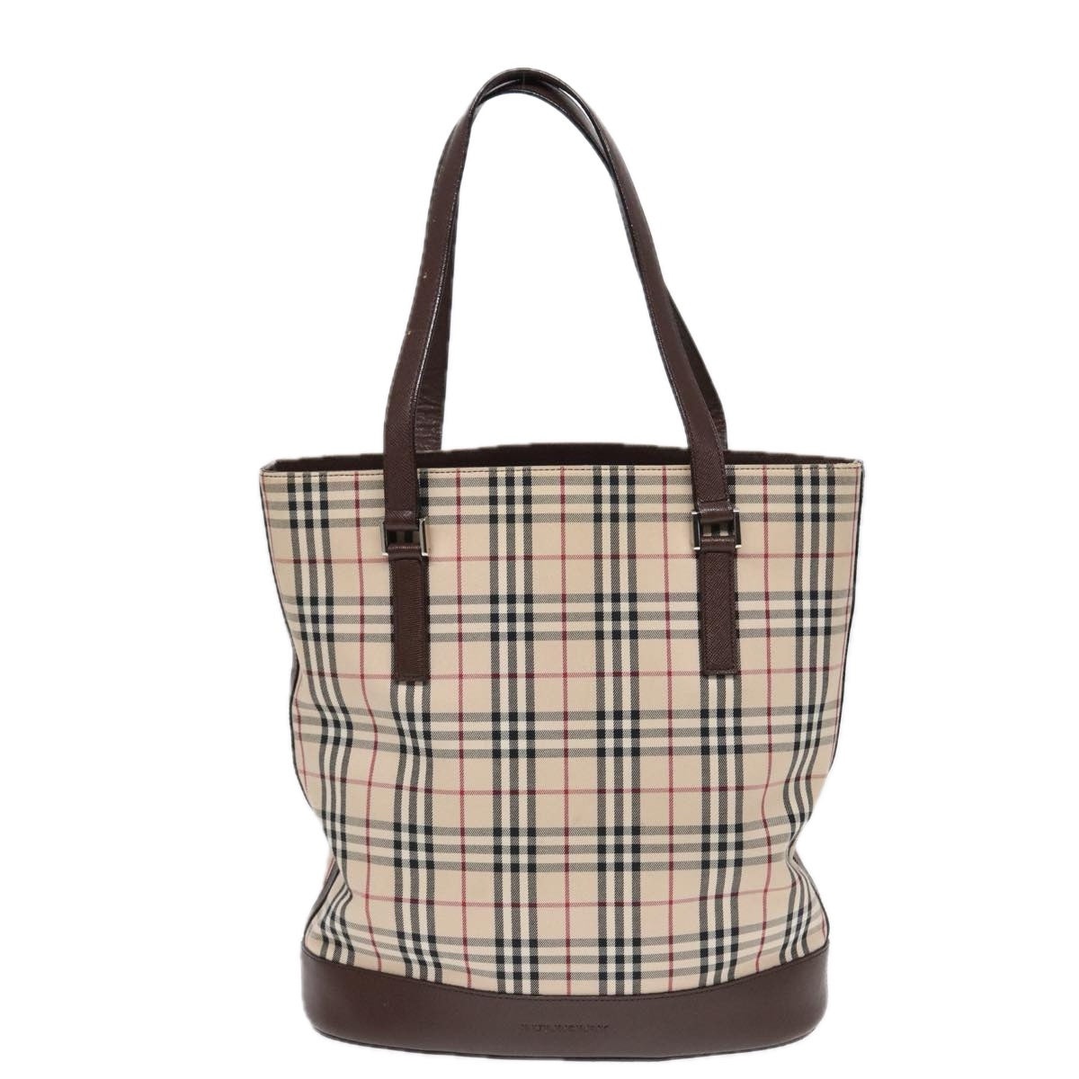Burberry Nova Check Tote Bag Canvas Beige Brown Silver - 13