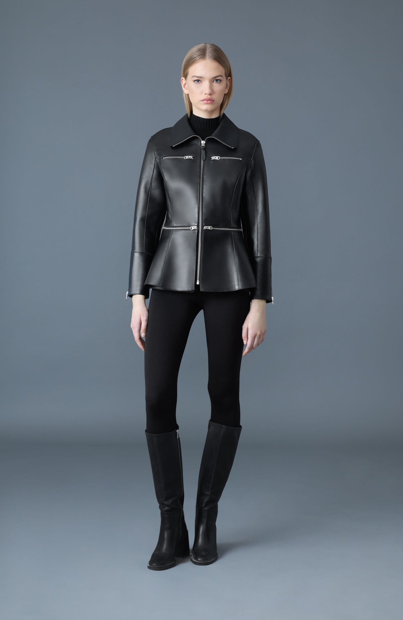 JESSYAN Fitted Lamb Leather Jacket - 2