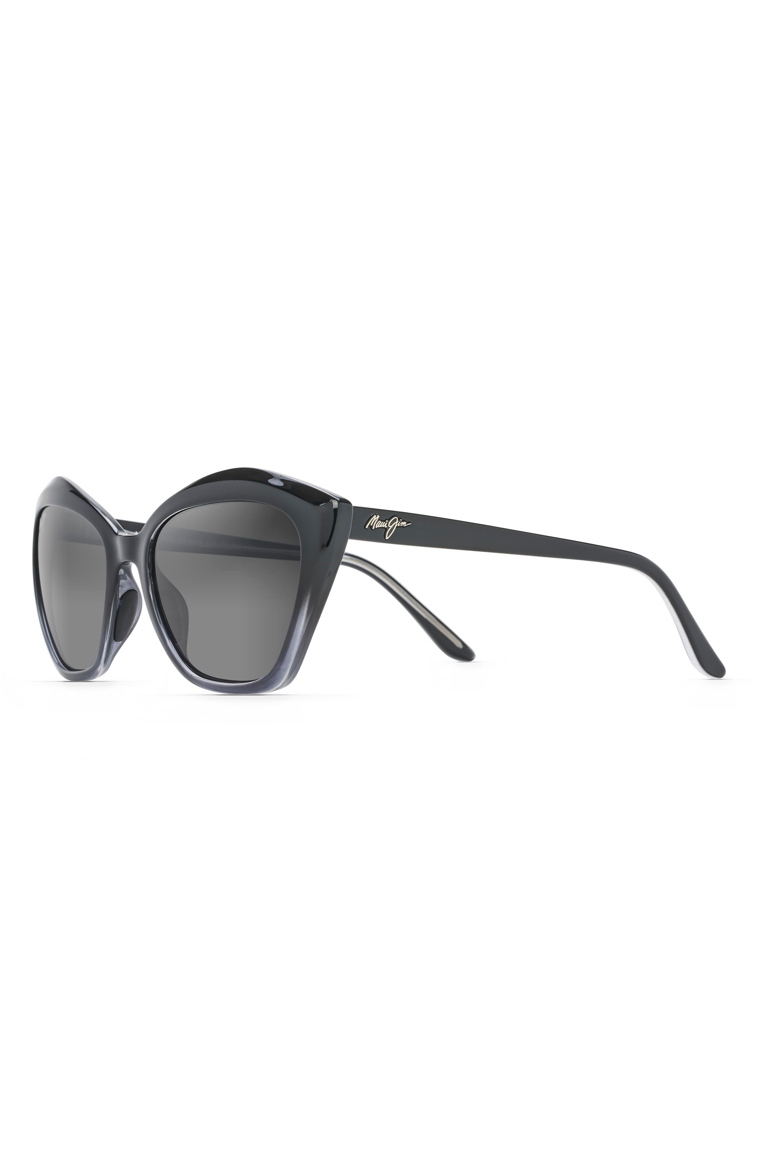 Maui Jim Lotus 56mm PolarizedPlus2® Cat Eye Sunglasses in Black Fade/Neutral Grey at Nordstrom - 2