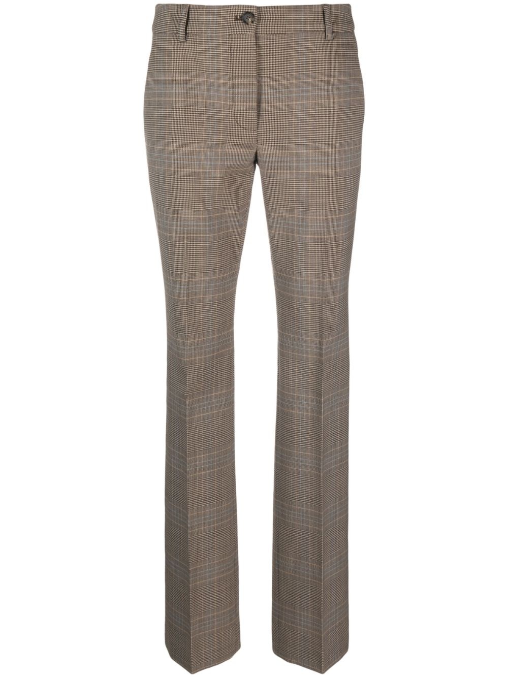 checked straight-leg trousers - 1