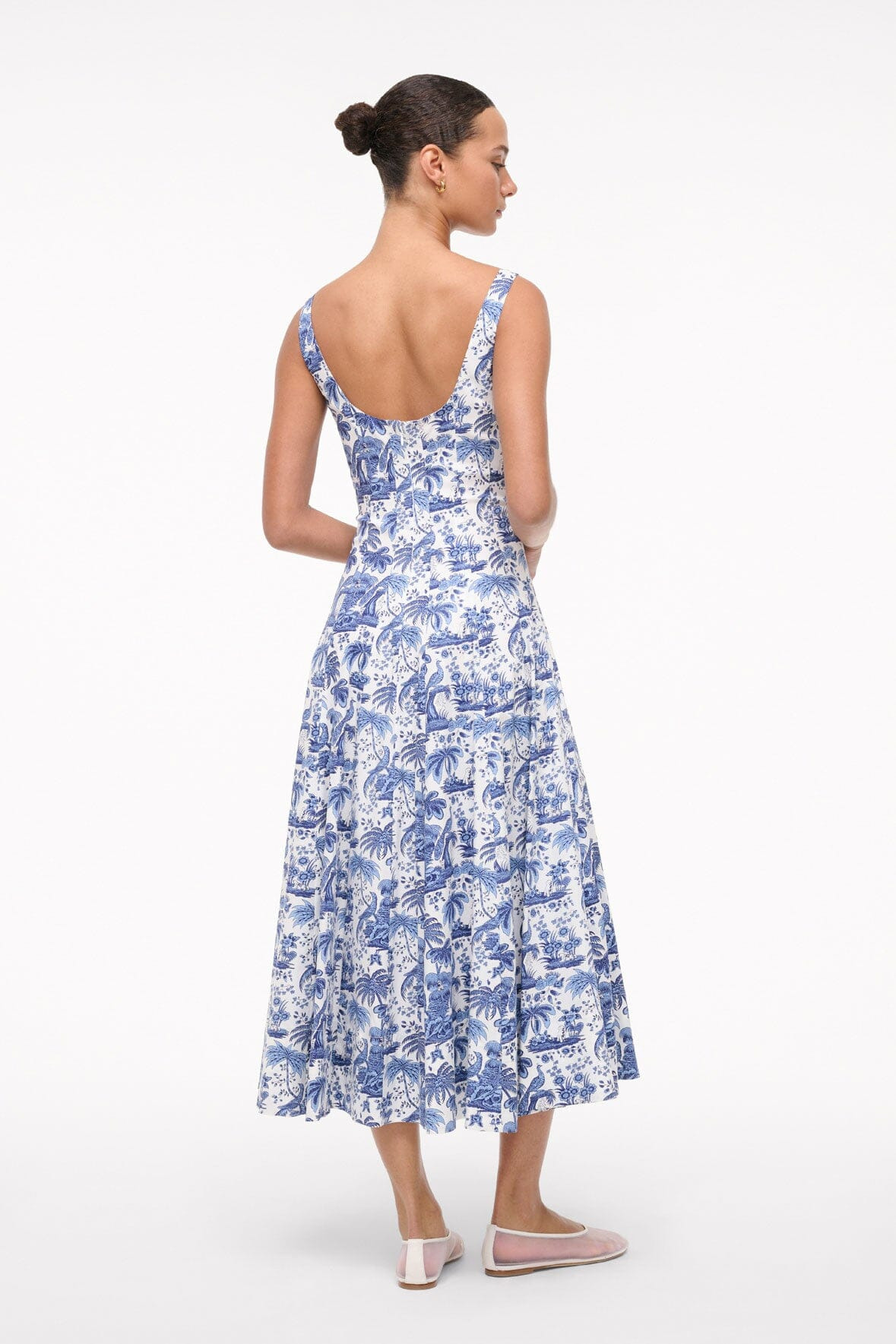 STAUD WELLS DRESS | CHINA BLUE TOILE - 5