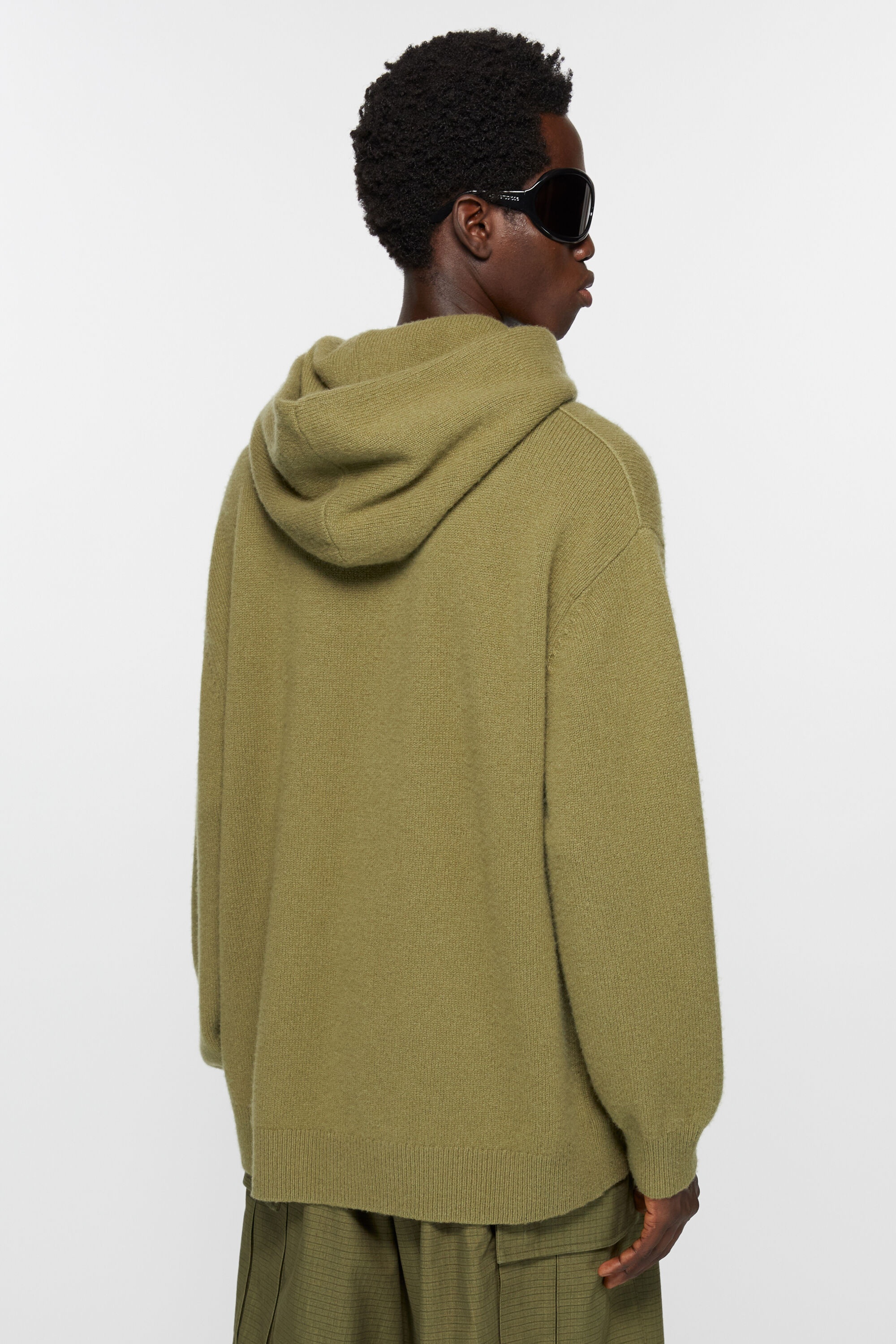 Hooded cashmere blend jumper - Olive green - 3