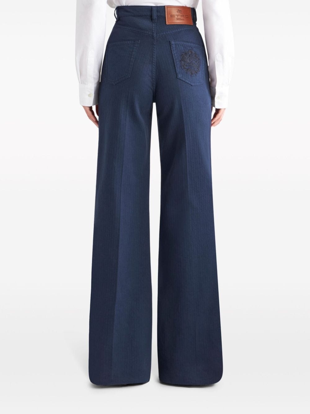 logo-embossed button high-rise flared jeans - 3