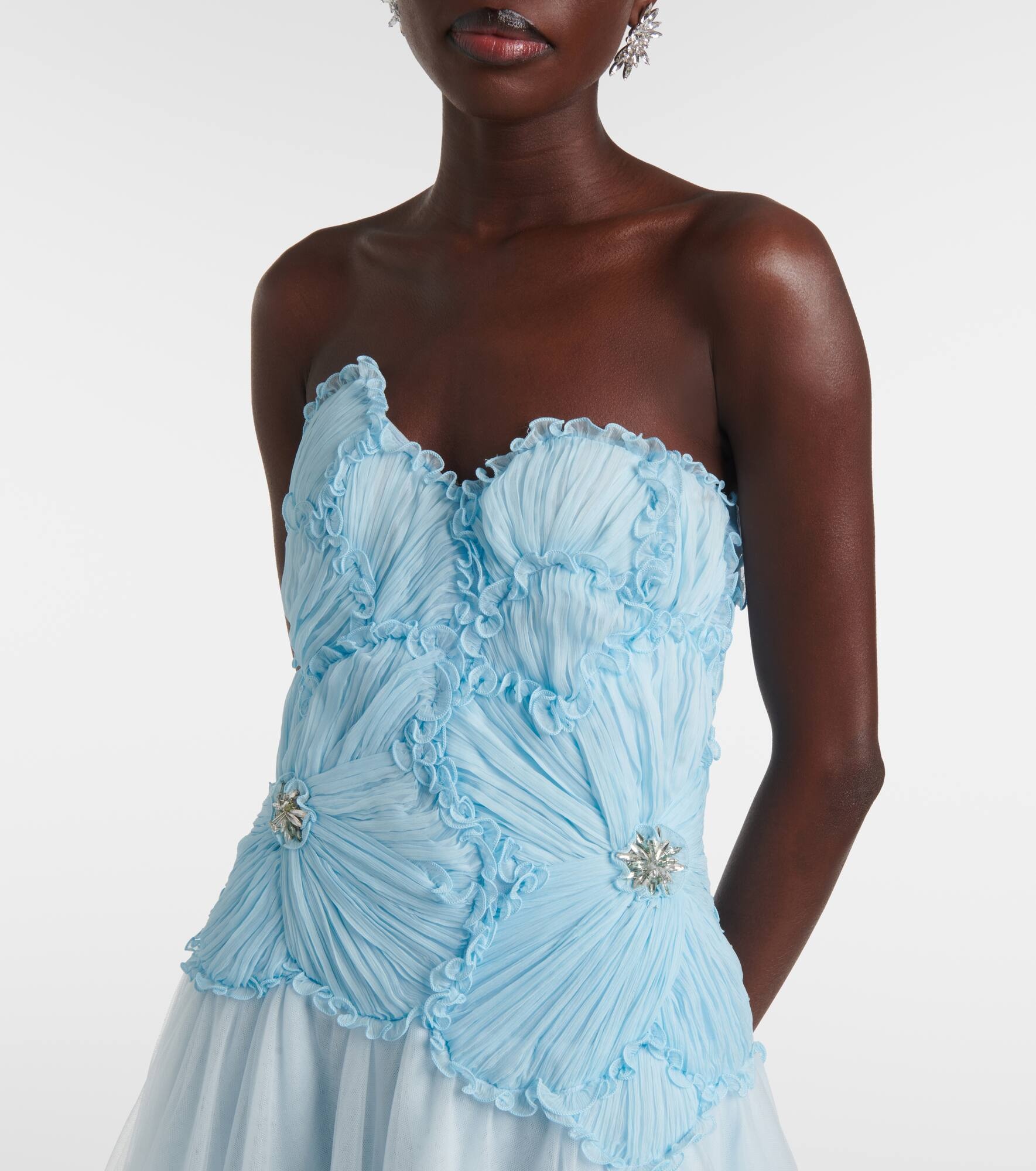 Edra floral strapless tulle gown - 4
