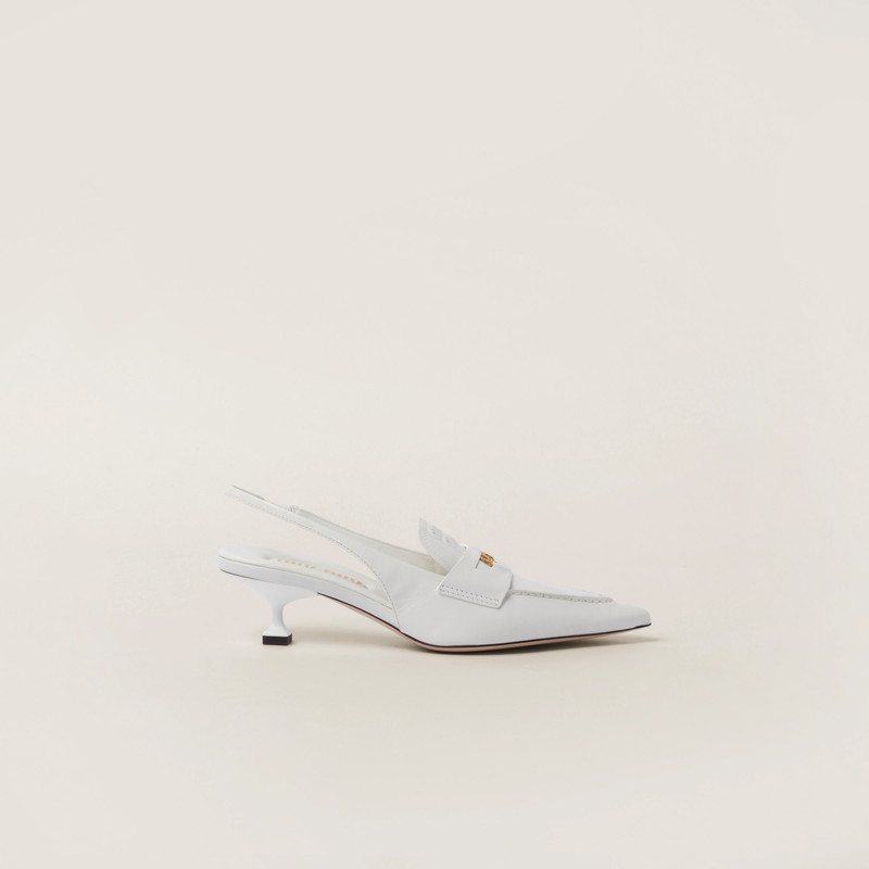 Miu Miu Leather penny loafers with heel outlook