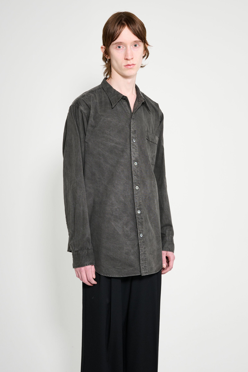 TAIGA TAKAHASHI TAIGA TAKAHASHI NARROW COLLAR SHIRT SUMI DYED BLACK outlook