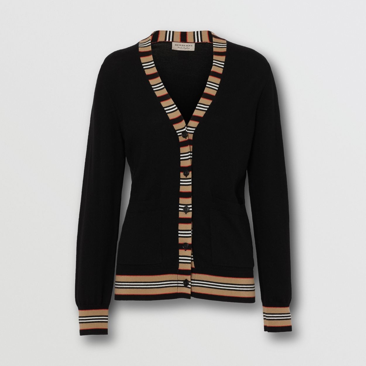 Icon Stripe Detail Merino Wool Cardigan - 1